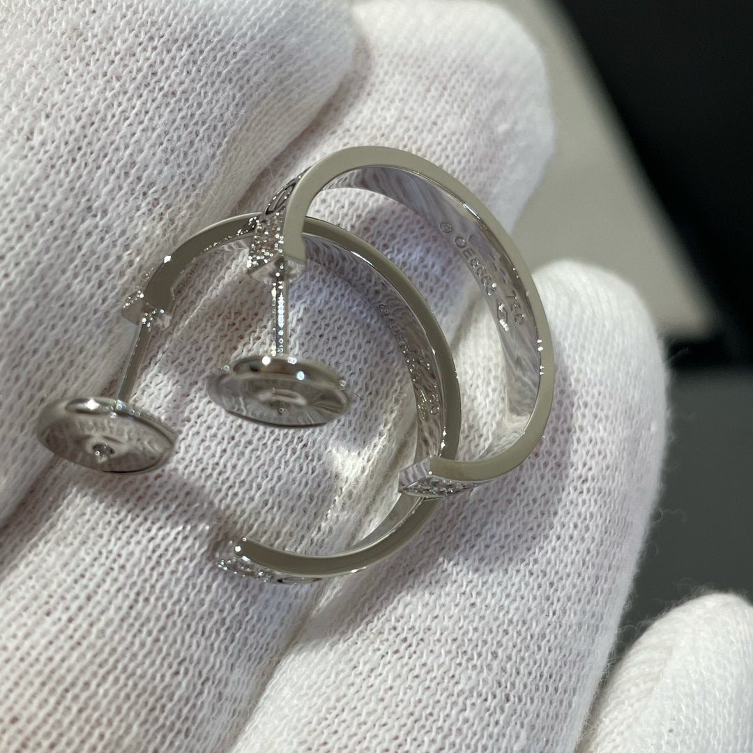 [Clover Schmuck]LIEBES-DIAMANT-SILBER-CREOLENOHRRINGE