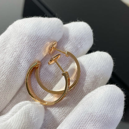 [Clover Jewelery]LOVE DIAMOND PINK GOLD HOOP EARRINGS