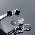 [Clover Jewelry]CLOVER 3 MOTIV DIAMANT ONYX SILBER OHRRINGE