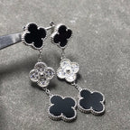 [Clover Jewelry]CLOVER 3 MOTIV DIAMANT ONYX SILBER OHRRINGE