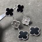 [Clover Jewelry]CLOVER 3 MOTIV DIAMANT ONYX SILBER OHRRINGE