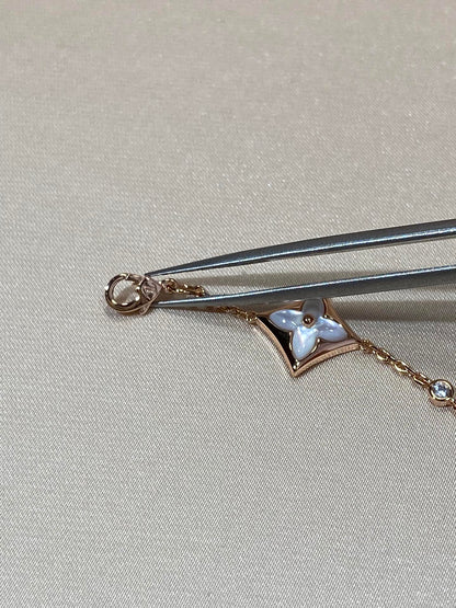 [Clover Jewelry]STAR 4 MOTIF MOP DIAMOND PINK GOLD BRACELET