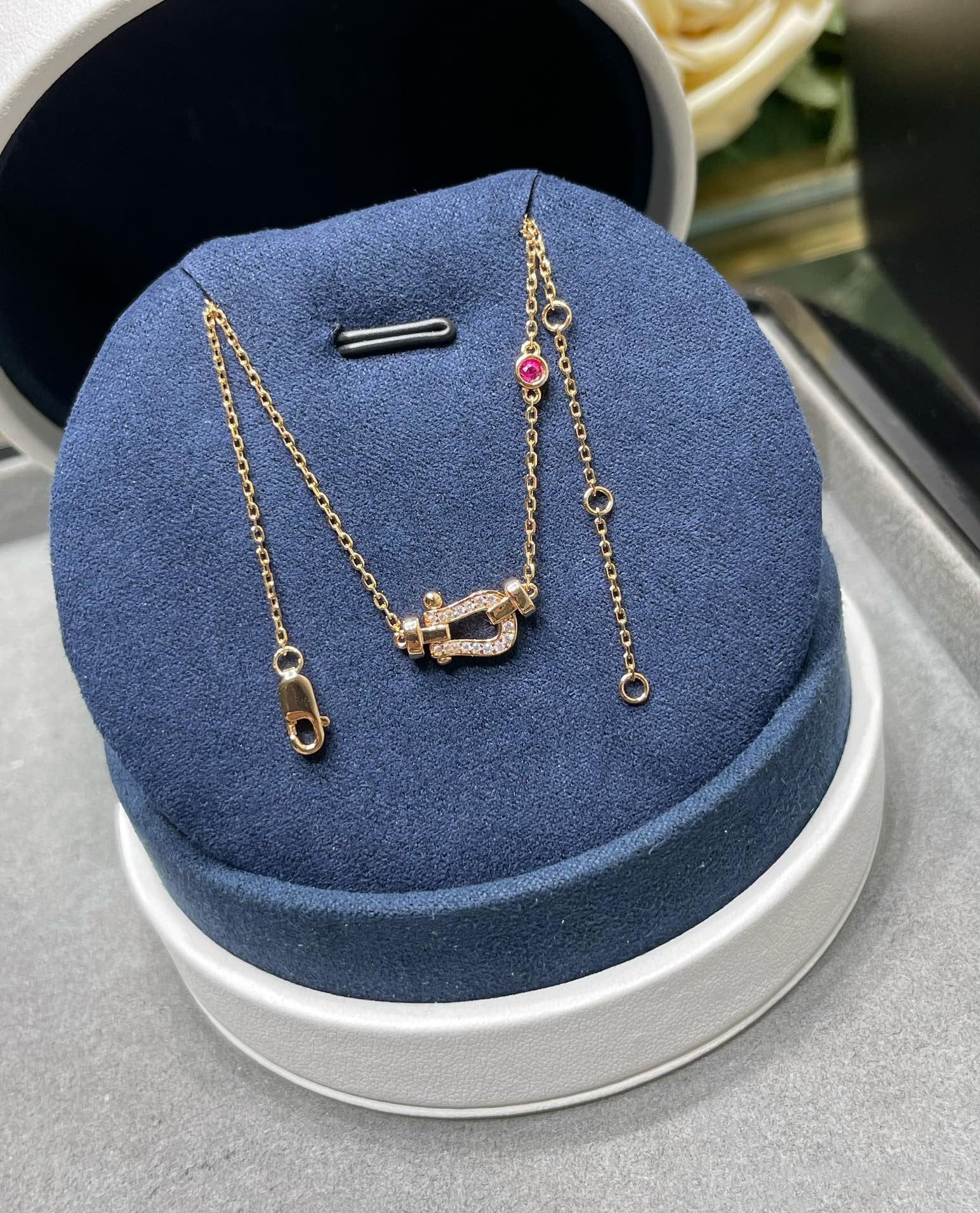 [Clover Jewelry]FORCE 10 DIAMOND PINK GOLD NECKLACE