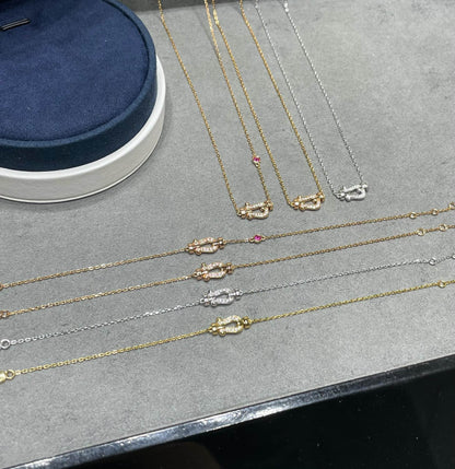 [Clover Jewelery]FORCE 10 DIAMOND PINK GOLD NECKLACE