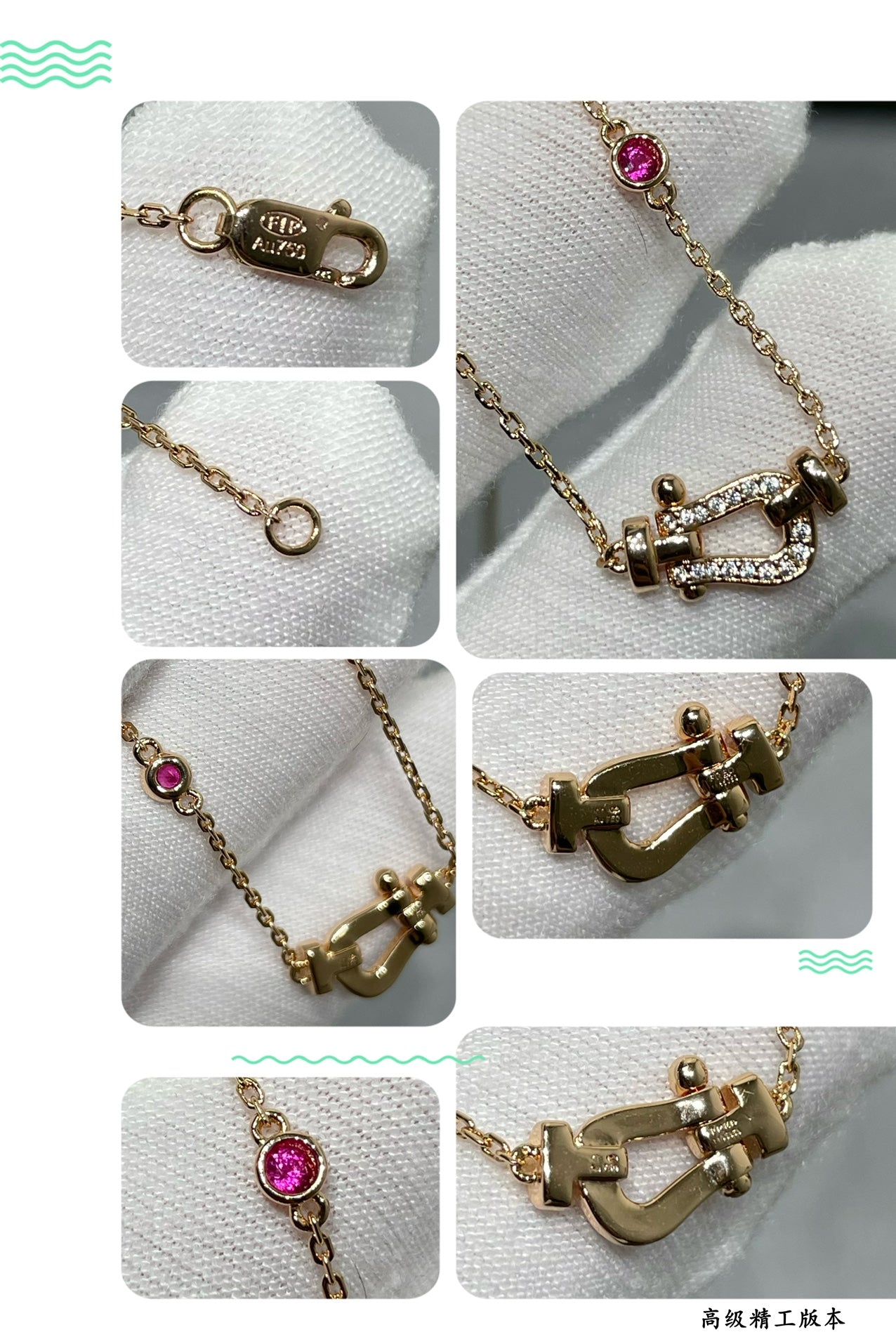 [Clover Jewelery]FORCE 10 DIAMOND PINK GOLD NECKLACE