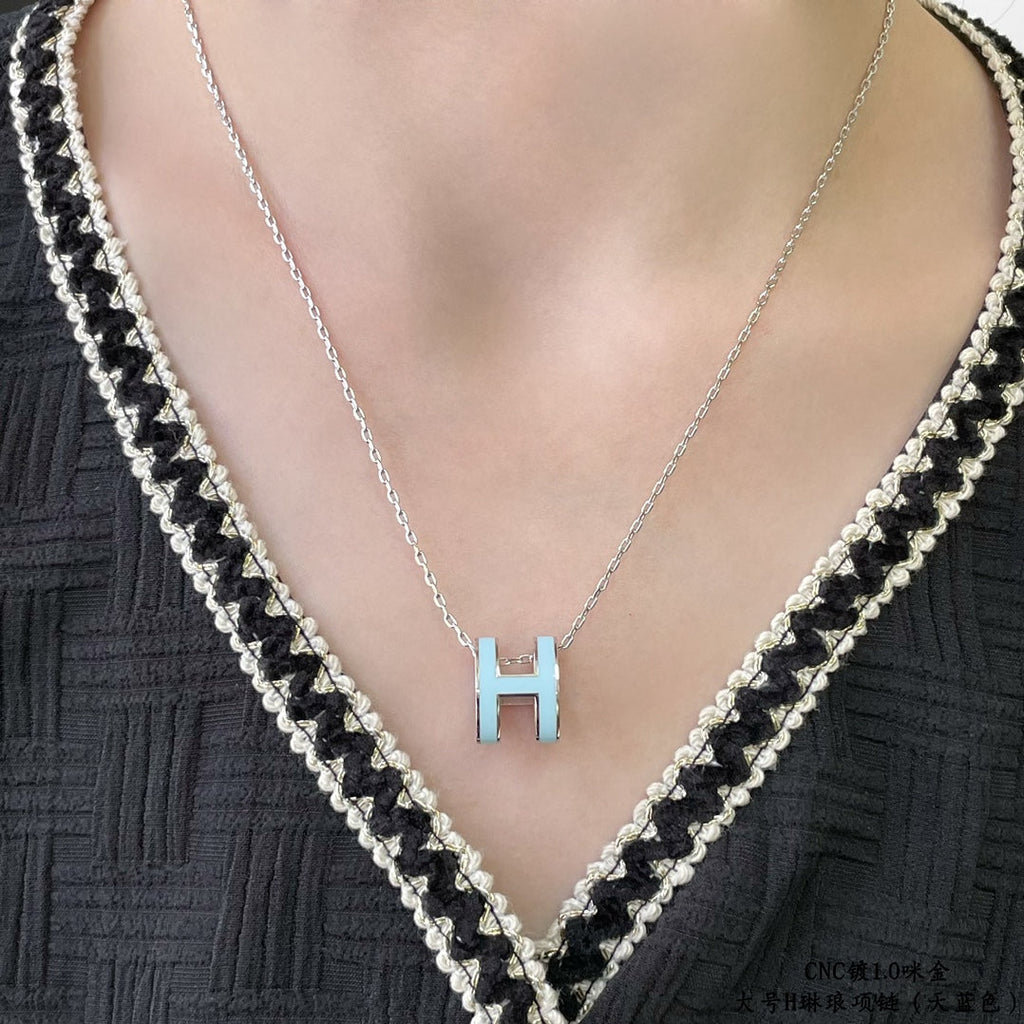 [クローバージュエリー]POP H スカイブルーネックレス