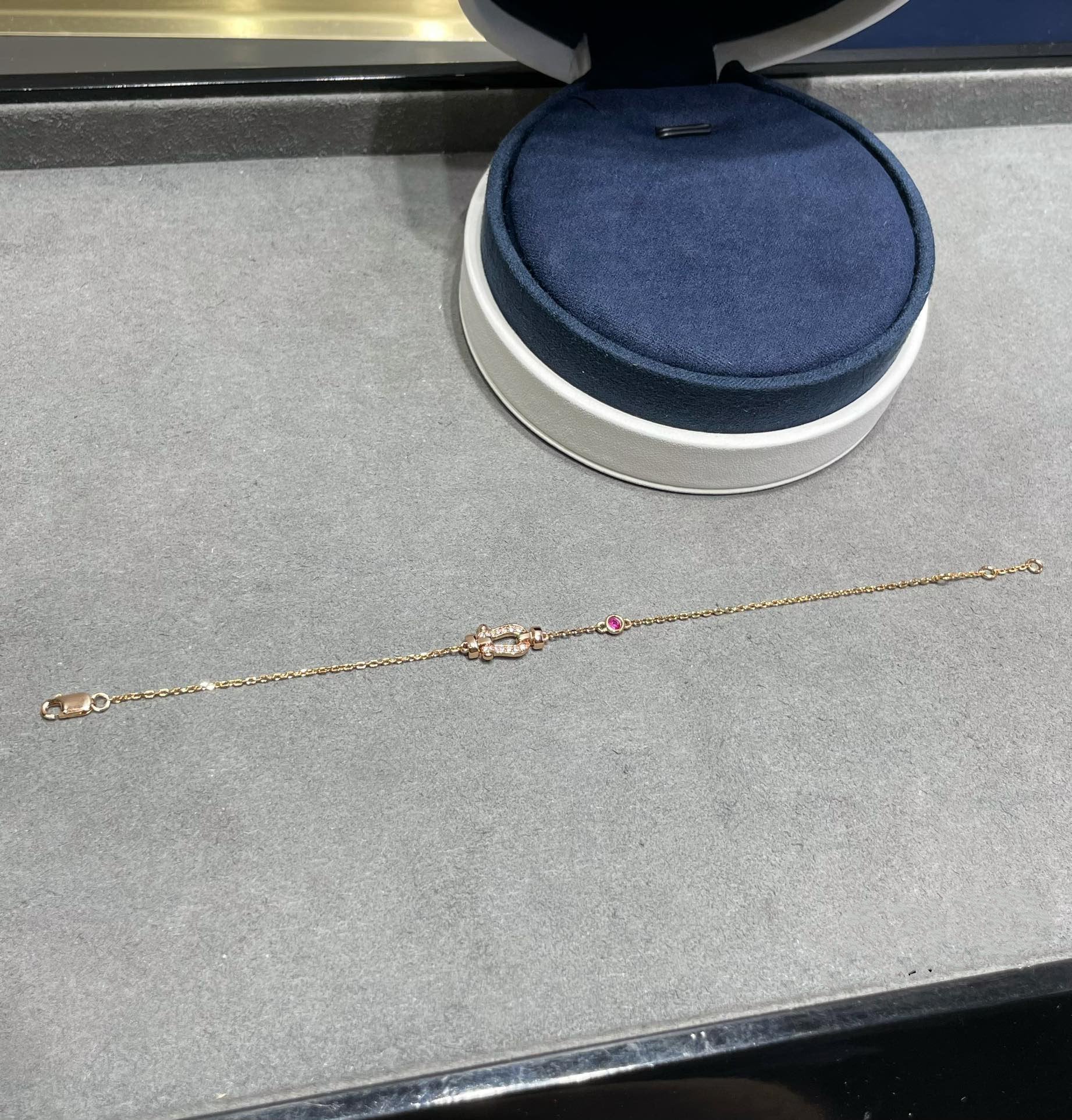 [Clover Jewelry]FORCE 10 DIAMOND CHAIN LINK PINK GOLD BRACELET