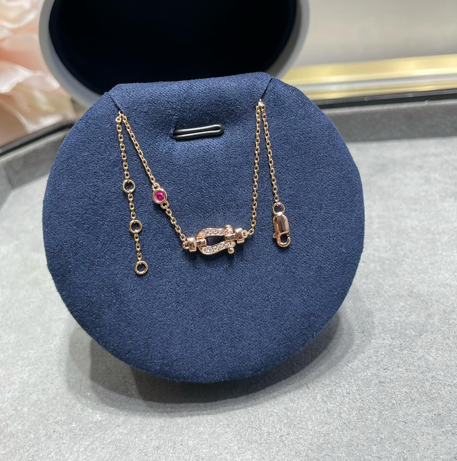 [Clover Jewelry]FORCE 10 DIAMOND CHAIN LINK PINK GOLD BRACELET