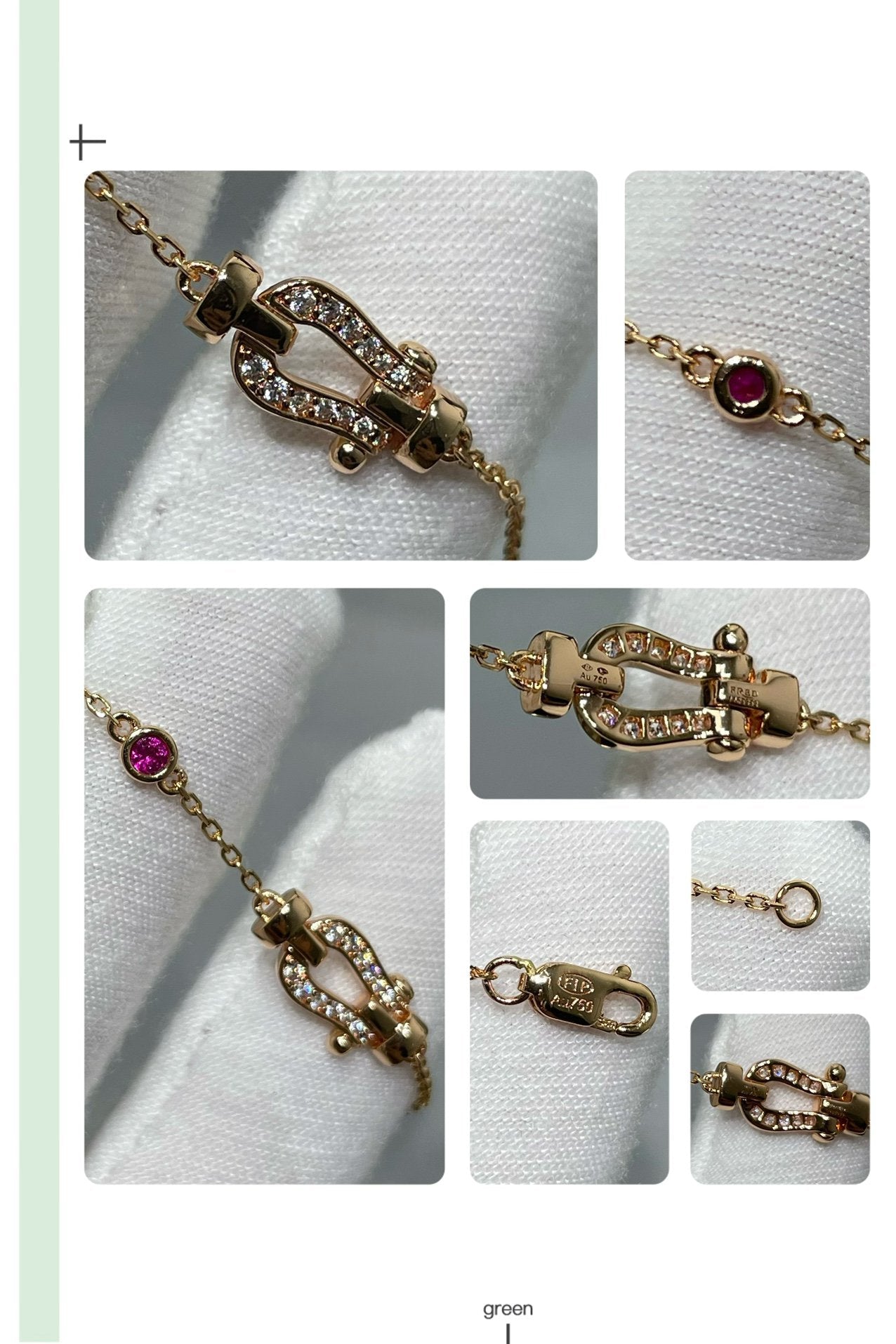 [Clover Jewelry]FORCE 10 DIAMOND CHAIN LINK PINK GOLD BRACELET