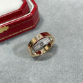 [Clover Jewelry]LOVE PINK GOLD SILVER DIAMOND DOUBLE RING