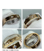 [Clover Jewelry]LOVE PINK GOLD SILVER DIAMOND DOUBLE RING