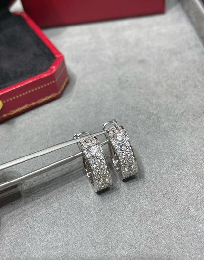 [Clover Jewelery]LOVE 5.5MM DIAMOND PAVED EARRINGS