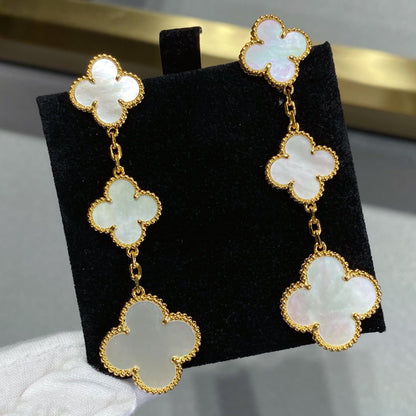 [Clover Jewelery]CLOVER MOP 3 MOTIFS GOLD EARRINGS