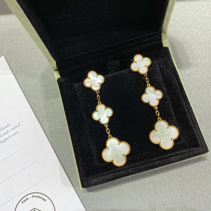 [Clover Jewelery]CLOVER MOP 3 MOTIFS GOLD EARRINGS
