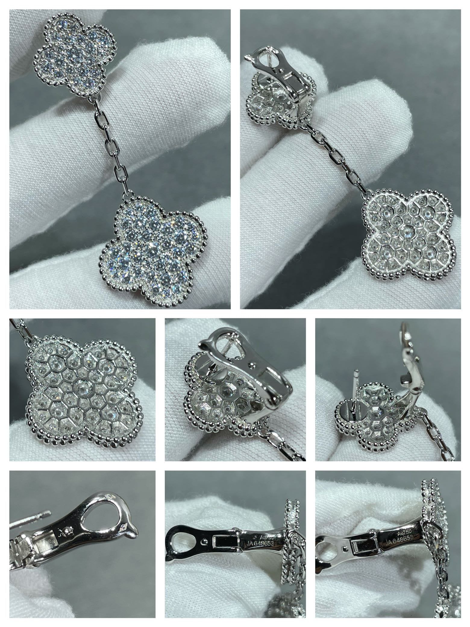 [Clover Jewelry]KLEE 2 MOTIVE DIAMANT BESETZTE SILBER OHRRINGE