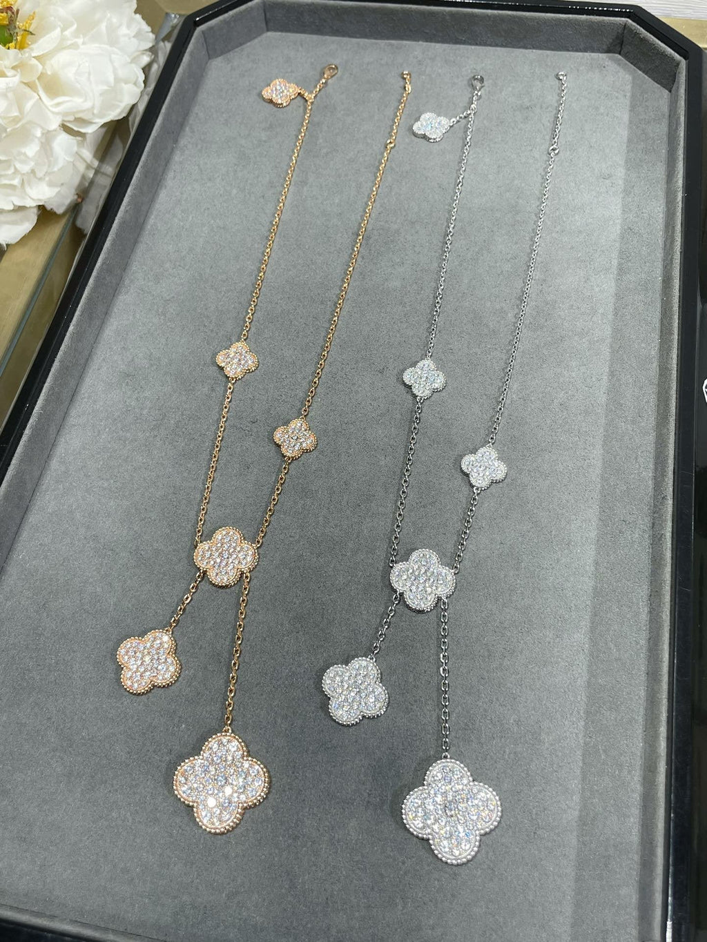 [Clover Jewelry]CLOVER 6 MOTIV DIAMANT PAVÉ HALSKETTE