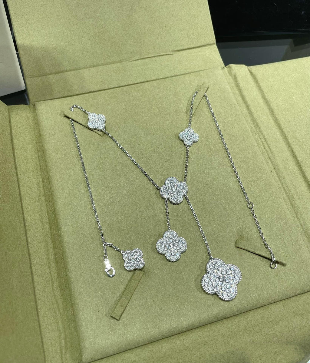 [Clover Jewelry]CLOVER 6 MOTIV DIAMANT PAVÉ HALSKETTE