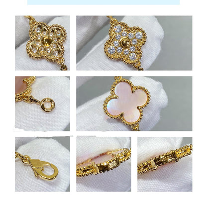 [Clover Jewelry]CLOVER 5 MOTIV DIAMOND PINK MOP PINK GOLD ARMBAND