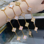 [Clover Jewelry]クローバー 5モチーフ ダイヤモンド ピンクMOP ピンクゴールド ブレスレット