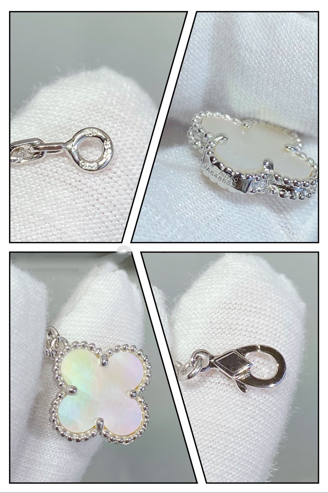 [Clover Jewelery]CLOVER 5 MOTIF WHITE MOP SILVER BRACELET