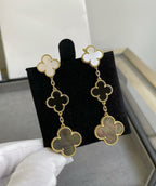 [Clover Jewelry]KLEEBOLATT 3 MOTIV PERLMUTT ONYX DUNKELROSA GOLD OHRRINGE