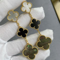 [Clover Jewelry]KLEEBOLATT 3 MOTIV PERLMUTT ONYX DUNKELROSA GOLD OHRRINGE