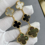 [Clover Jewelry]KLEEBOLATT 3 MOTIV PERLMUTT ONYX DUNKELROSA GOLD OHRRINGE