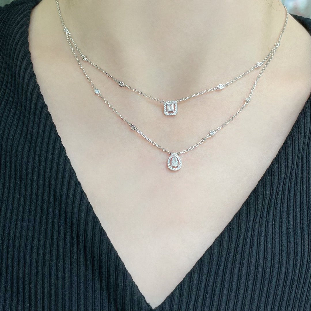 [Clover Jewelry]MY TWIN 2 ROW DIAMOND NECKLACE