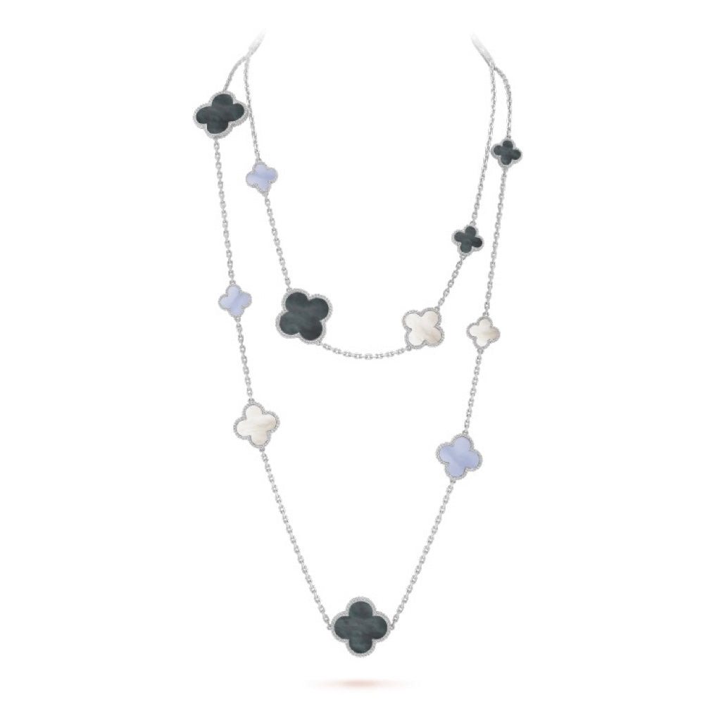 [Clover Jewelry]KLEE 16 MOTIV CHALCEDON MOP SILBER HALSKETTE