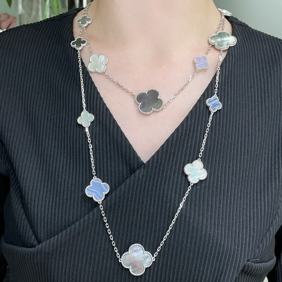 [Clover Jewelry]KLEE 16 MOTIV CHALCEDON MOP SILBER HALSKETTE