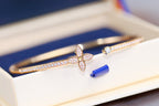 [Clover Jewelry]IDYLLE PINK GOLD OPEN BRACELET DIAMOND PAVED
