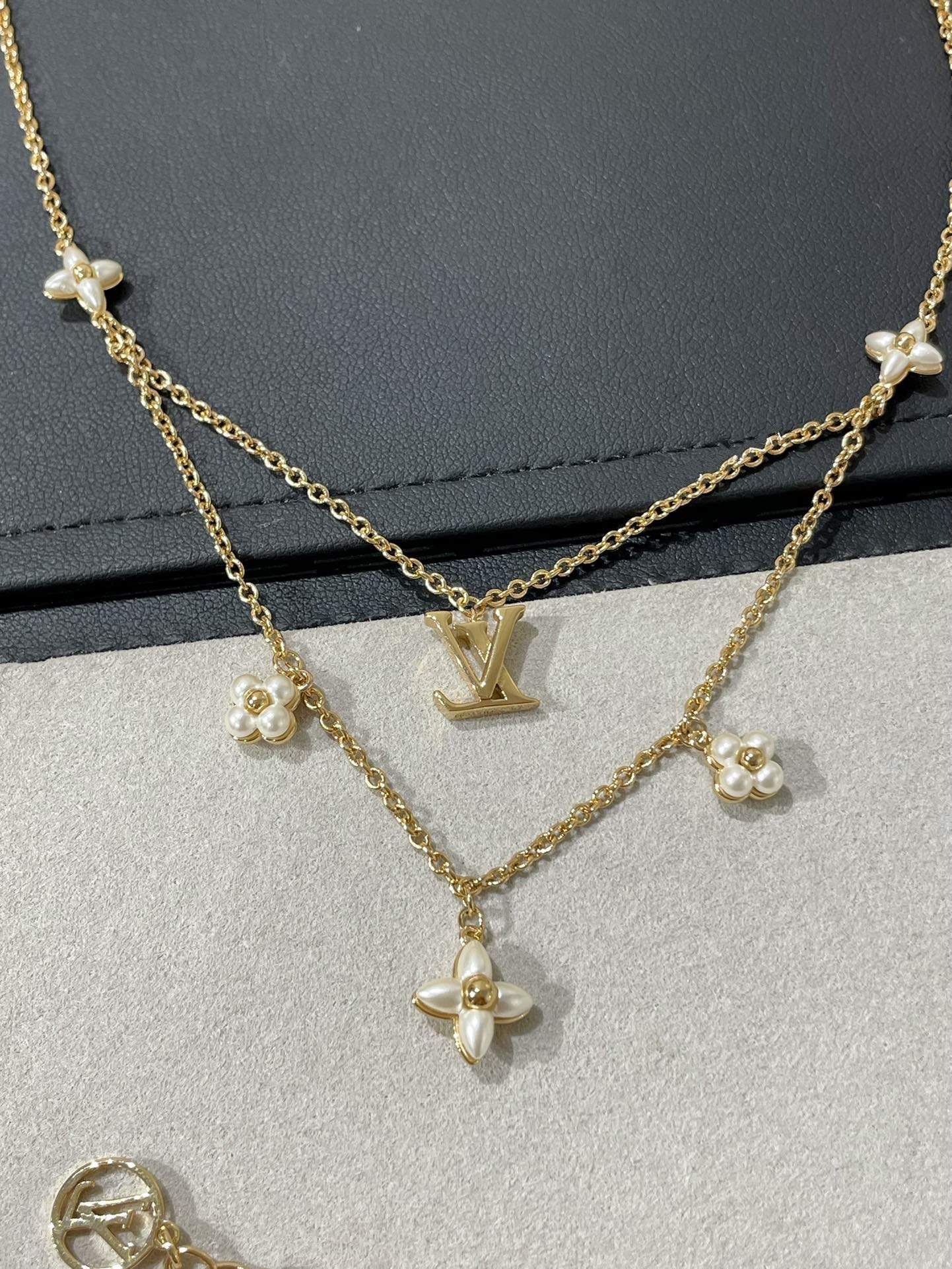 [Clover Jewelery]FLOWERGRAM GOLD MOP DOUBLE ROW NECKLACE