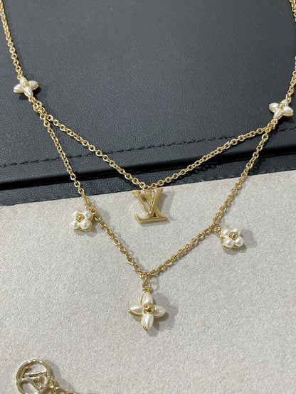 [Clover Jewelery]FLOWERGRAM GOLD MOP DOUBLE ROW NECKLACE