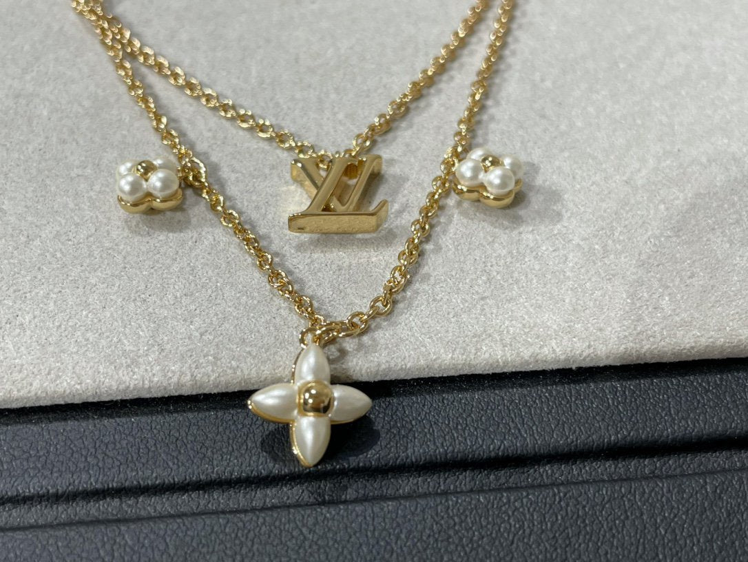[Clover Jewelery]FLOWERGRAM GOLD MOP DOUBLE ROW NECKLACE
