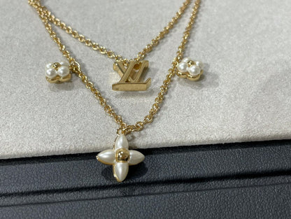 [Clover Jewelery]FLOWERGRAM GOLD MOP DOUBLE ROW NECKLACE