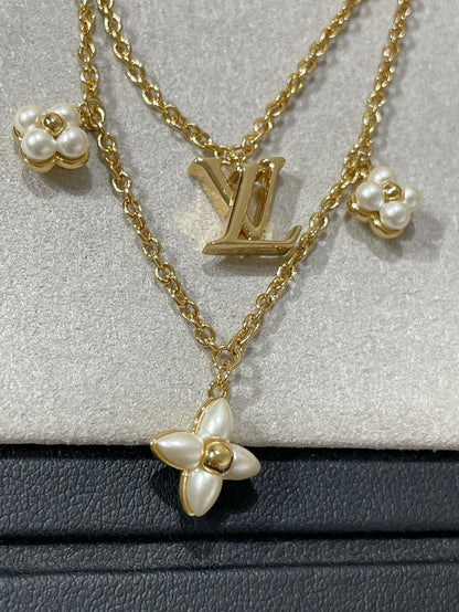 [Clover Jewelery]FLOWERGRAM GOLD MOP DOUBLE ROW NECKLACE