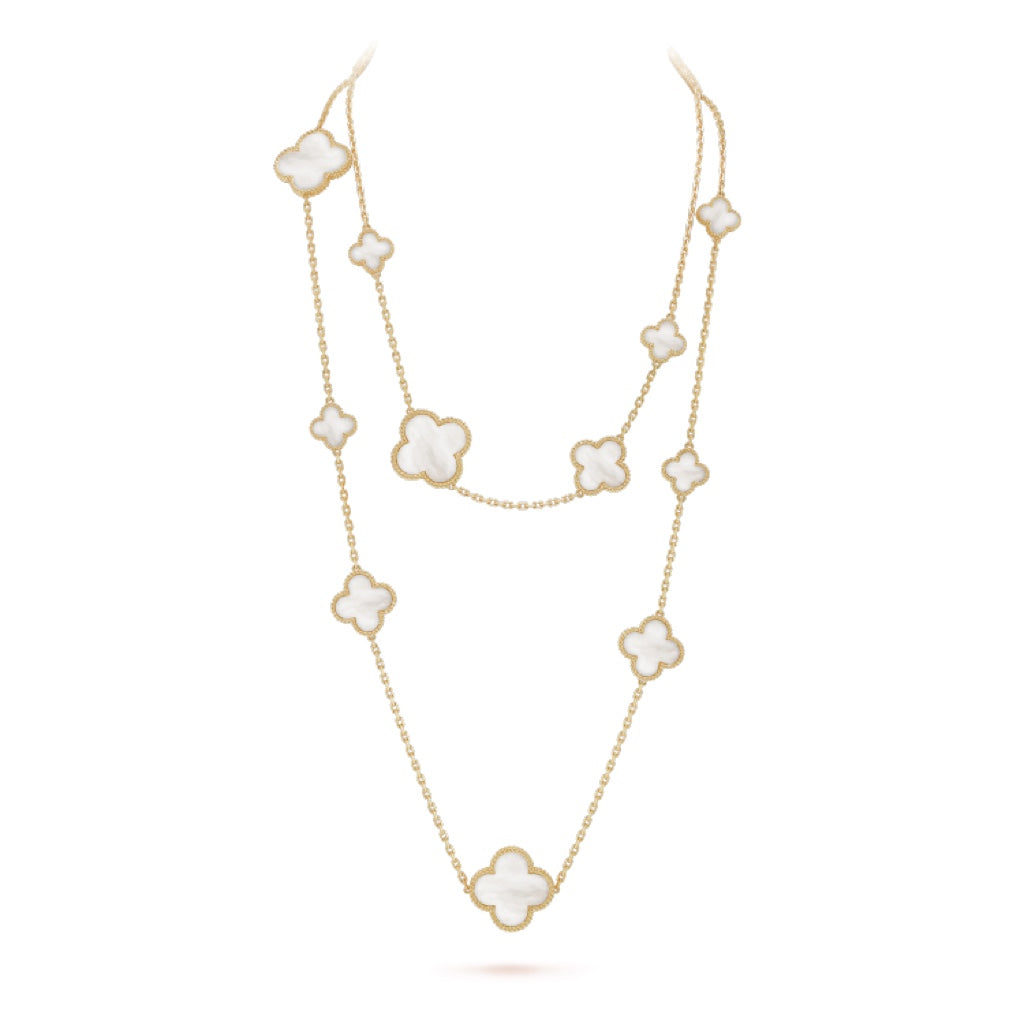 [Clover Jewelry]KLEE 16 MOTIV WEISSES PERLMUTT GOLDHALSKELLe
