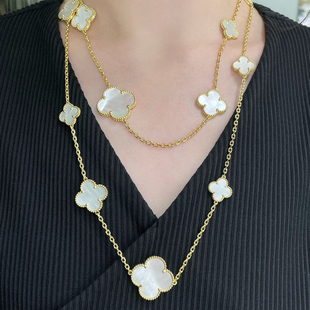 [Clover Jewelry]KLEE 16 MOTIV WEISSES PERLMUTT GOLDHALSKELLe