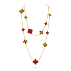 [Clover Jewelry]CLOVER 16 MOTIF KARNEOL TIGERAUGE ROSÉGOLD HALSKETTE