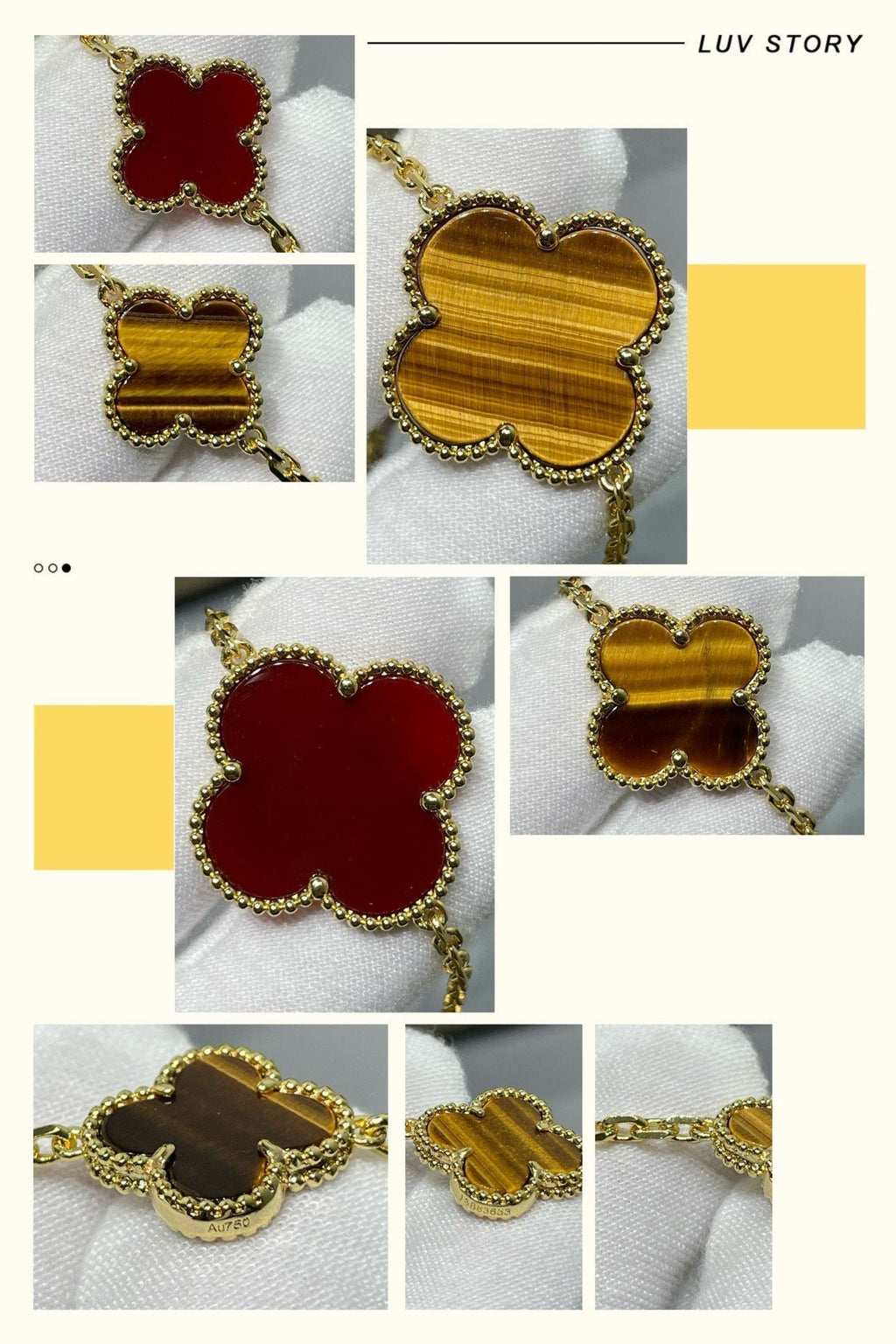 [Clover Jewelry]CLOVER 16 MOTIF KARNEOL TIGERAUGE ROSÉGOLD HALSKETTE