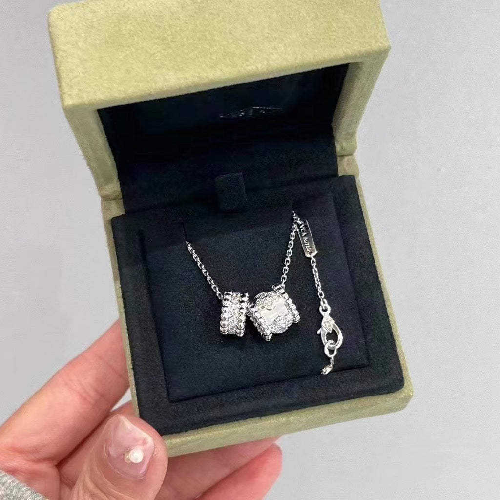 [Clover Jewelry]PERLEE DOUBLE PENDANT SILBER DIAMANTEN HALSKETTE