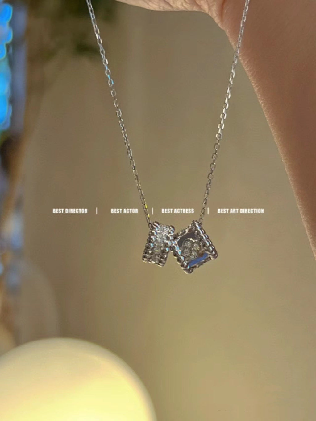 [Clover Jewelry]PERLEE DOUBLE PENDANT SILBER DIAMANTEN HALSKETTE