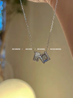 [Clover Jewelry]PERLEE DOUBLE PENDANT SILBER DIAMANTEN HALSKETTE
