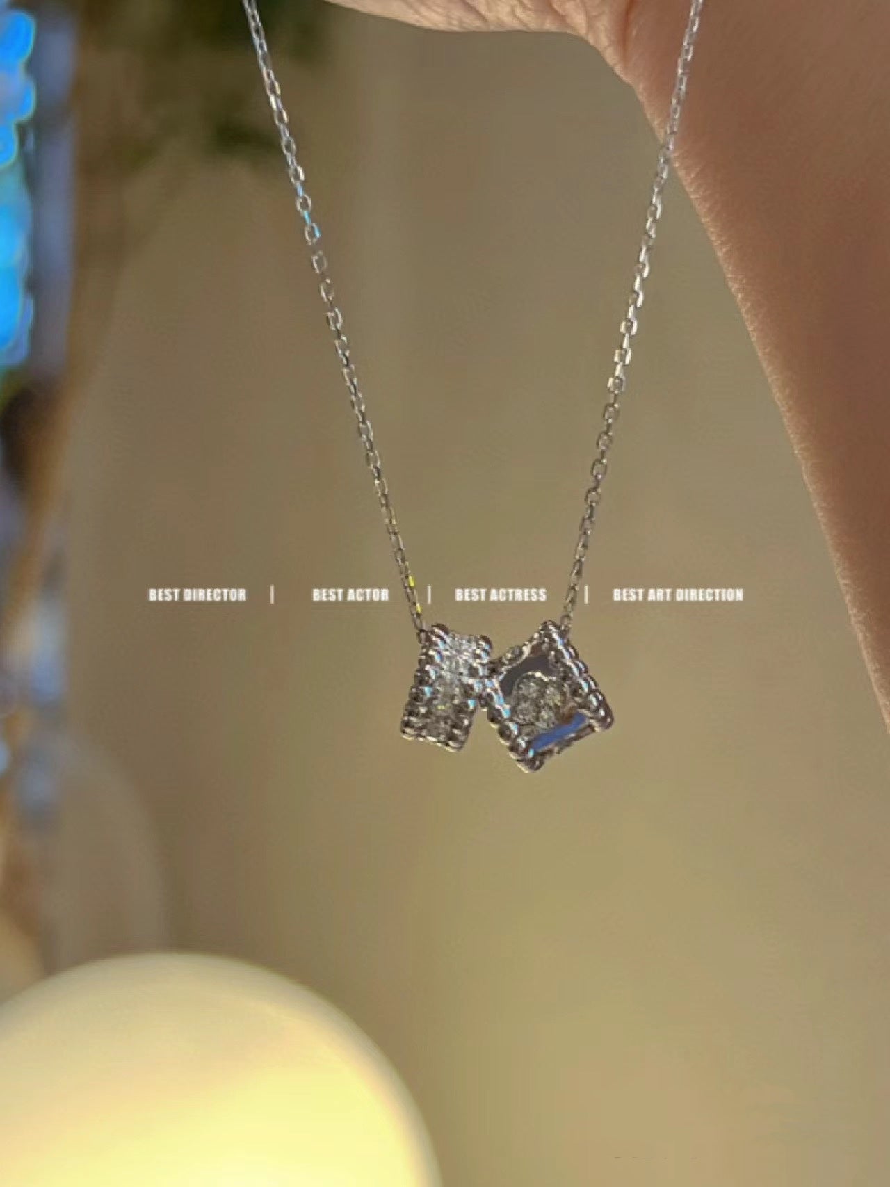 [Clover Jewelry]PERLEE DOUBLE PENDANT SILBER DIAMANTEN HALSKETTE