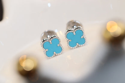 [Clover Jewelery]CLOVER MINI TURQUOISE SILVER STUD EARRINGS