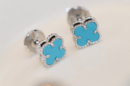 [Clover Jewelery]CLOVER MINI TURQUOISE SILVER STUD EARRINGS