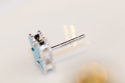 [Clover Jewelery]CLOVER MINI TURQUOISE SILVER STUD EARRINGS