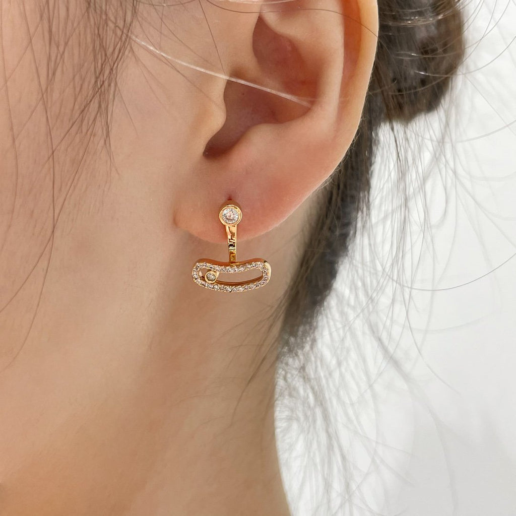 [Clover Jewelry]MOVE UNO PINK GOLD DIAMOND EARRINGS