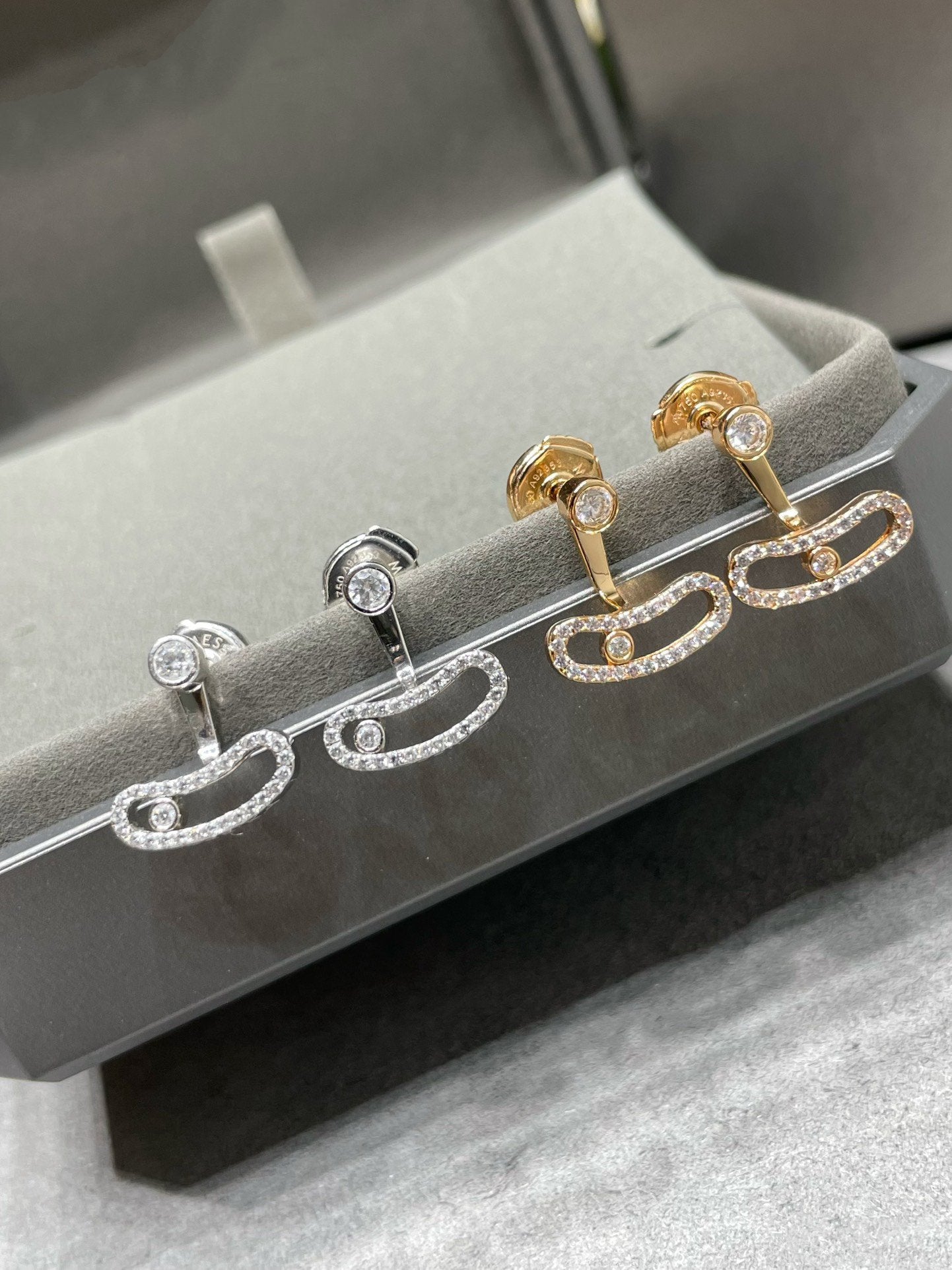 [Clover Jewelry]MOVE UNO PINK GOLD DIAMOND EARRINGS
