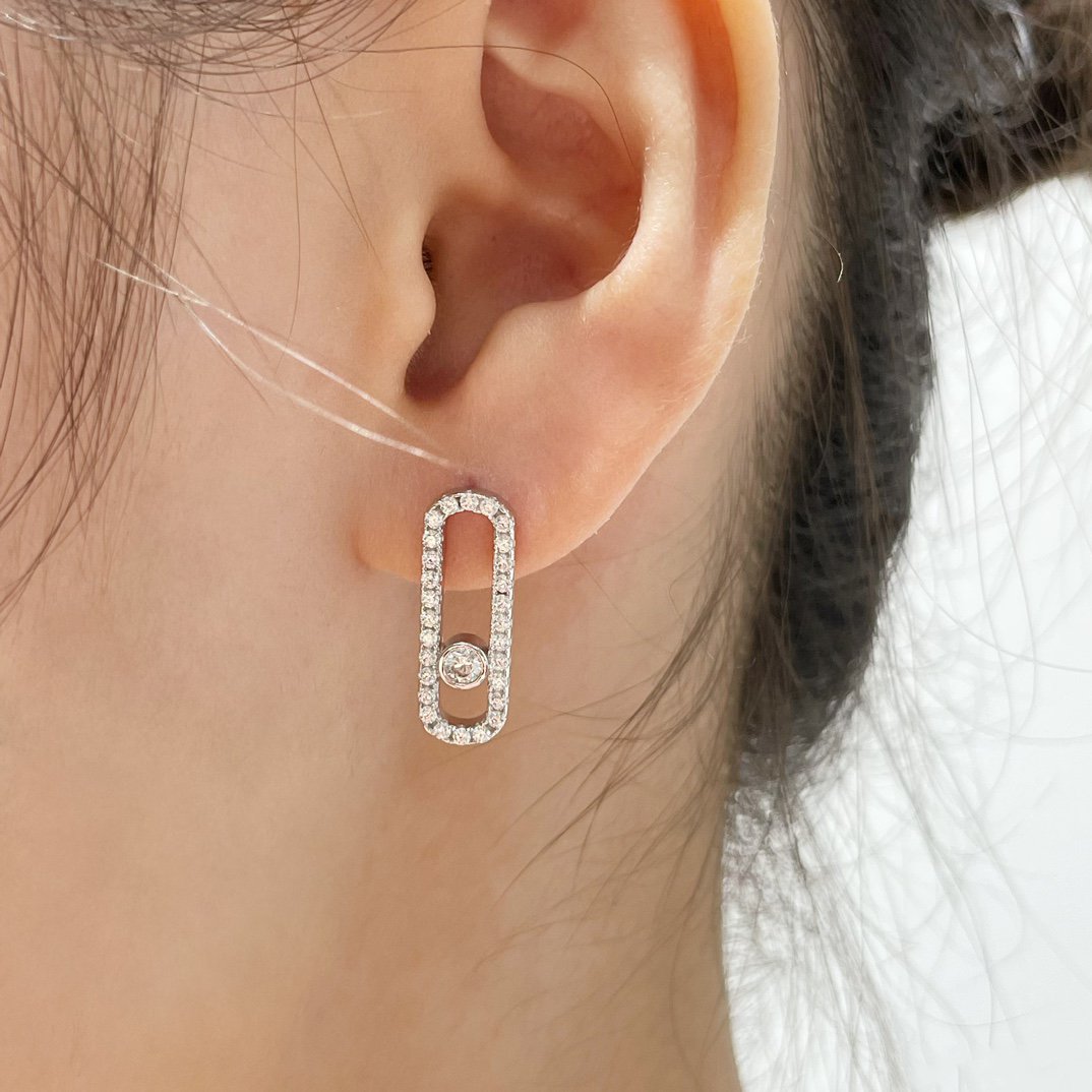 [Clover Jewelry]MOVE UNO STUD DIAMOND PAVED EARRINGS
